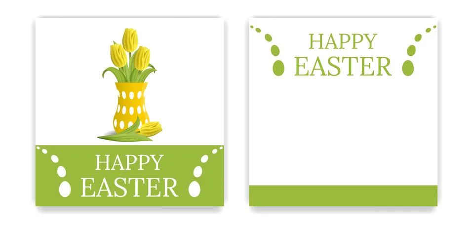 Vector Easter Party Invitations and Greeting Cards with yellow tulips. Vector. Stock Illustration