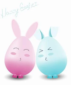 Vector easter rabbit egg set. decor elements. kawaii 3D style. Happy holiday Illustrazione stock
