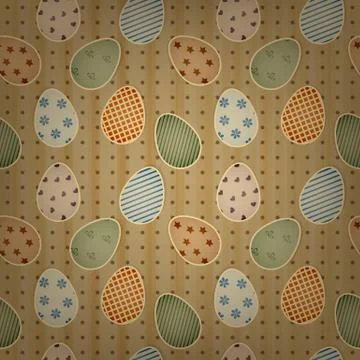 Vector  easter seamless background with retro eggs and dots Stock Illustration
