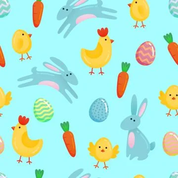 Vector Easter seamless pattern background with cute paper cut colored ornate  Illustrazione stock
