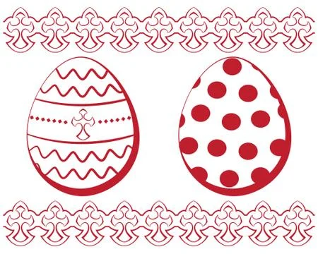 Vector Easter set. Eggs with a pattern and a border 스톡 일러스트