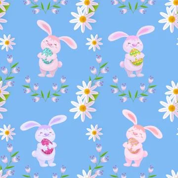 Vector easter, spring seamless pattern イラスト素材