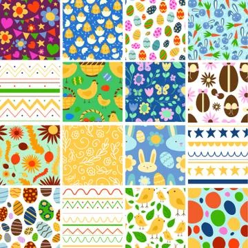Vector Easter spring traditional background seamless pattern illustration with Stock Illustration