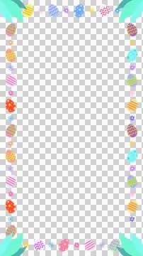 Vector Easter-themed frame is showing pastel eggs and flowers on transparent Illustrazione stock