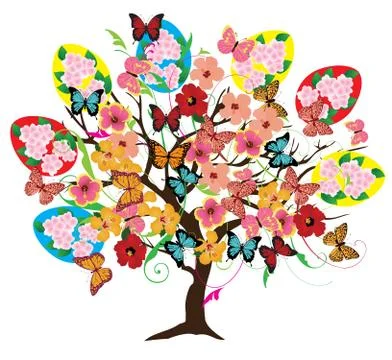 Vector Easter Tree Stock Illustration