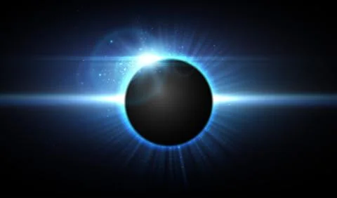 Vector eclipse in space, cosmic background. Stock Illustration
