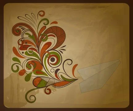 Vector eco  concept composition with a paper plane and  and floral pattern Stock Illustration