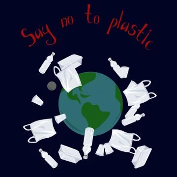 Vector eco flyer. Save the planet, say no to plastic. Global problem. Stock Illustration