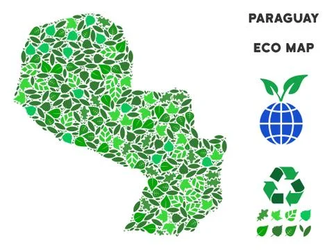 Vector Eco Green Composition Paraguay Map Illustrazione stock