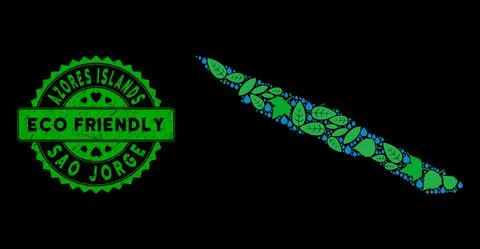 Vector Eco Green Composition Sao Jorge Island Map and ECO FRIENDLY Scratched Stock Illustration