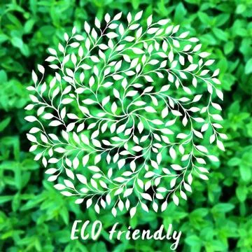 Vector ECO logo. Blurred rural background. Stock Illustration