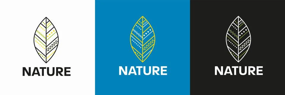 Vector eco logo with leaf, geometric colored design elements on background, t Stock Illustration