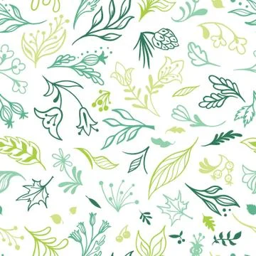 Vector Eco Sketch Spring Pattern Stock Illustration