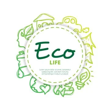 Vector ecological icons circle composition. Stock Illustration