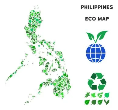 Vector Ecology Green Composition Philippines Map Stock Illustration