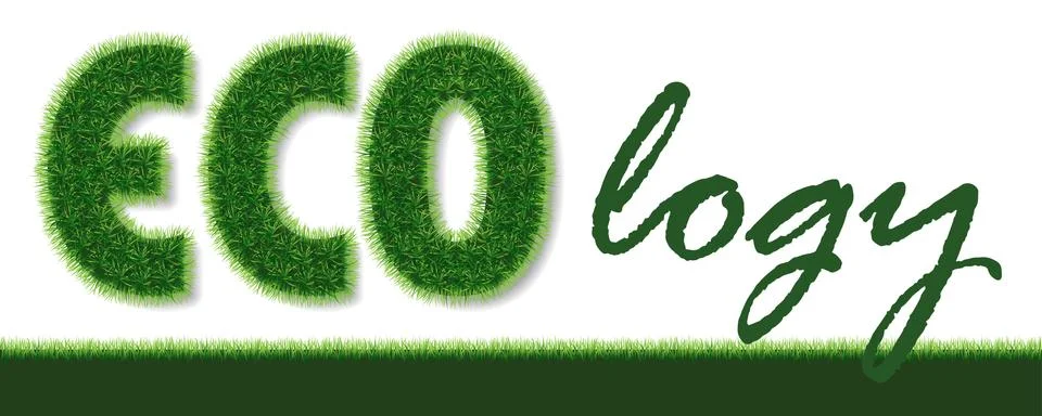 Vector Ecology word made of grass on white background Stock Illustration