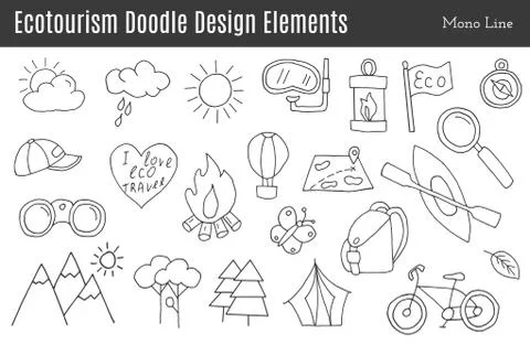 Vector ecotourism design elements isolated Stock Illustration