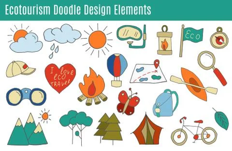 Vector ecotourism design elements isolated 库存插图