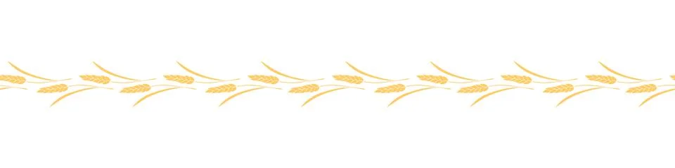 Vector edging, ribbon, border from golden wheat spikelets ears in flat style. Stockillustratie