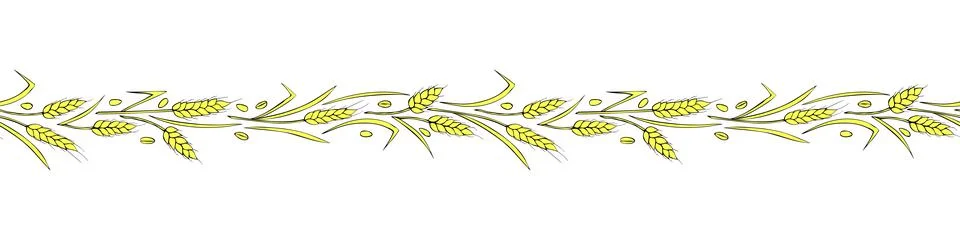 Vector edging, ribbon, border from outline golden wheat spikelets ears in doo イラスト素材