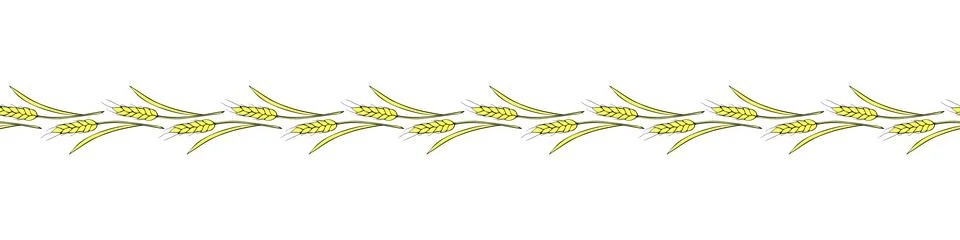 Vector edging, ribbon, border from outline golden wheat spikelets ears in doo Stock Illustration