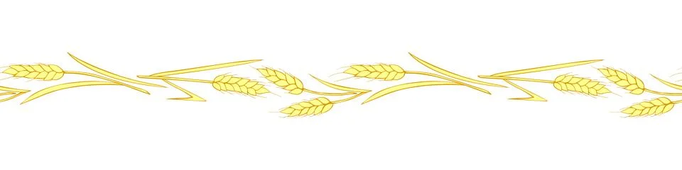 Vector edging, ribbon, border from outline golden wheat spikelets ears in d.. Stockillustratie