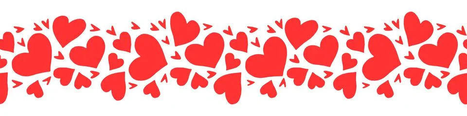 Vector edging, ribbon, border from red hearts. Nature, spring, summer seamles Illustrazione stock