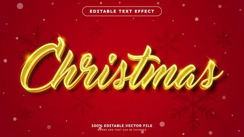 Vector editable 3d text effect christmas with a shiny gold texture theme Stock Illustration