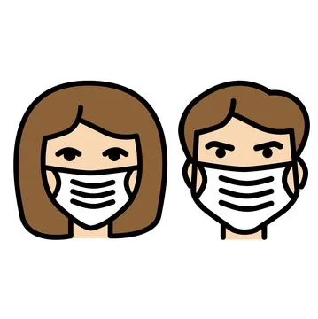 Vector editable graphics. Colored icons. Using the face mask. Linear icons. Stock Illustration
