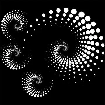 Vector editable graphics. Monochrome dots in the form of a circle, a spiral. Stock Illustration