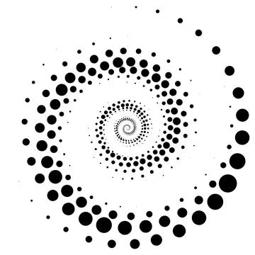 Vector editable graphics. Monochrome dots in the form of a circle, a spiral. 库存插图