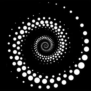 Vector editable graphics. Monochrome dots in the form of a circle, a spiral. Stock Illustration