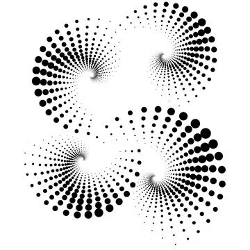 Vector editable graphics. Monochrome dots in the form of a circle, a spiral. Stock Illustration