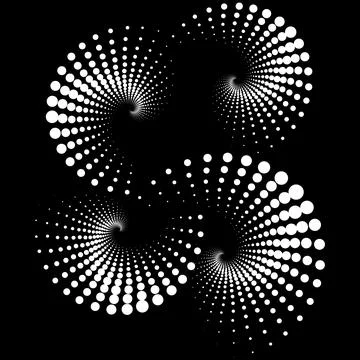 Vector editable graphics. Monochrome dots in the form of a circle, a spiral. Stock Illustration