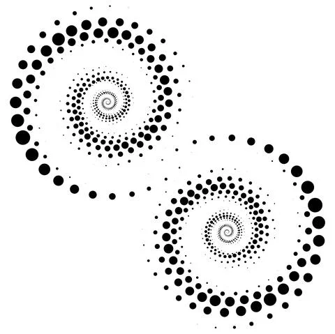 Vector editable graphics. Monochrome dots in the form of a circle, a spiral. Stock Illustration