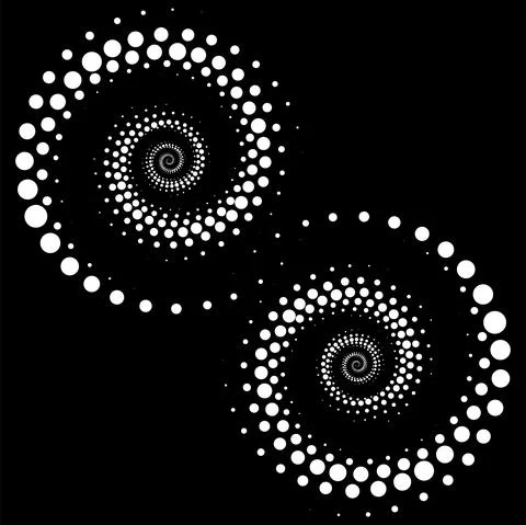 Vector editable graphics. Monochrome dots in the form of a circle, a spiral. Stock Illustration