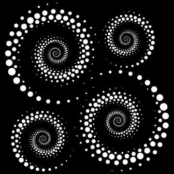 Vector editable graphics. Monochrome dots in the form of a circle, a spiral. 库存插图