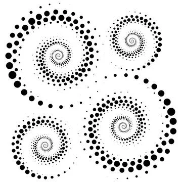 Vector editable graphics. Monochrome dots in the form of a circle, a spiral. Stock Illustration