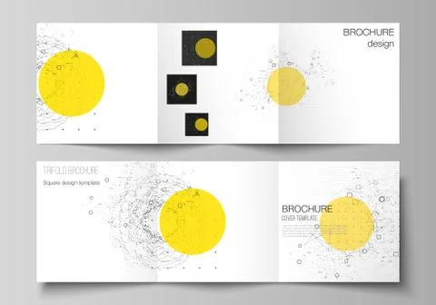Vector editable layout of square format covers design templates for trifold Stock Illustration