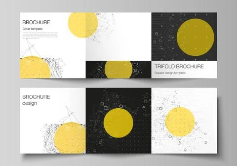 Vector editable layout of square format covers design templates for trifold Stock Illustration