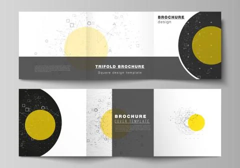 Vector editable layout of square format covers design templates for trifold Stock Illustration