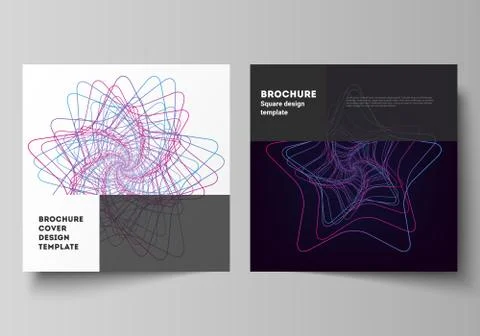 Vector editable layout of two square format covers design templates for brochure 스톡 일러스트