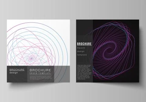 Vector editable layout of two square format covers design templates for brochure Illustrazione stock