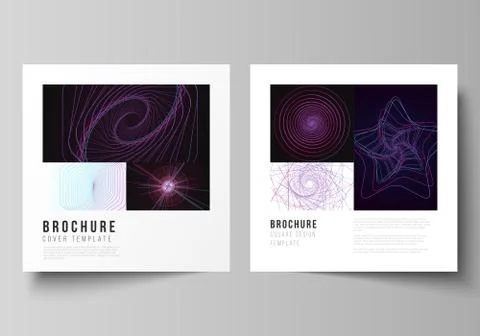 Vector editable layout of two square format covers design templates for brochure Illustrazione stock