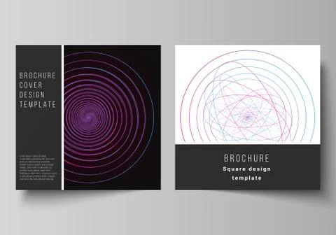 Vector editable layout of two square format covers design templates for brochure Illustrazione stock