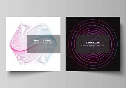 Vector editable layout of two square format covers design templates for brochure Illustrazione stock