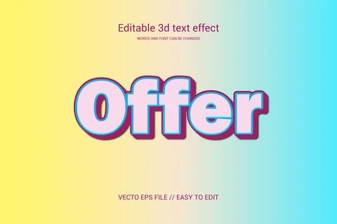 Vector editable offer 3d text effect illustration. Stock Illustration