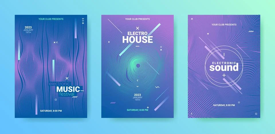 Vector Edm Poster. Techno Dance Music Cover. Electronic Sound Banner. Stock Illustration