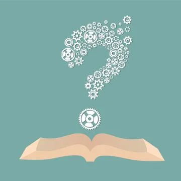 Vector education concept with book icon and question mark Stock-Illustration