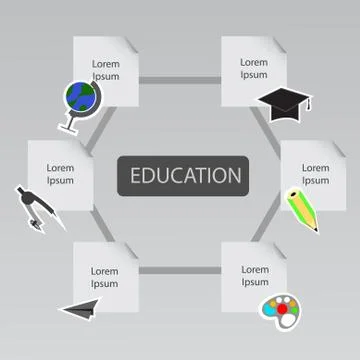 Vector : Education element banner on gray background Stock Illustration